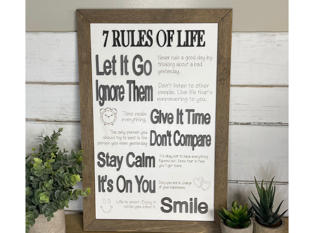 7 Rules of Life Inspirational Wall Art