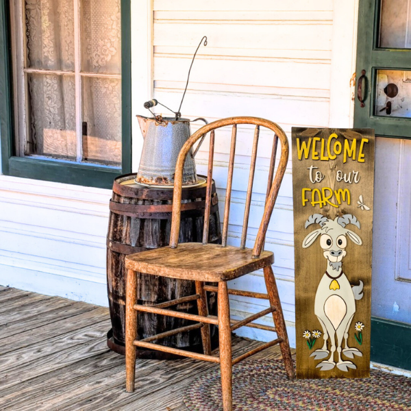 Funny Porch Sign - Welcome to our Farm Goat