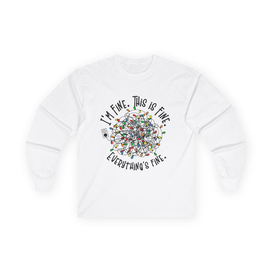 Funny Unisex Long Sleeve Tee - 'I'm Fine, This is Fine' Graphic Shirt