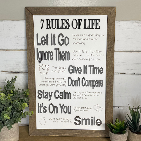 7 Rules of Life Inspirational Wall Art