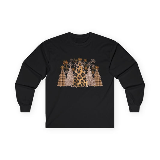 Leopard Print Christmas Long Sleeve Tee