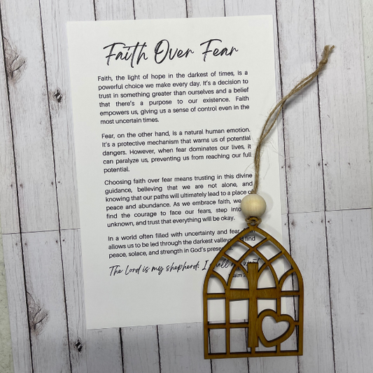 Faith over Fear Cathedral Cross Ornament/Charm