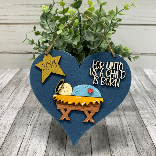 "For Unto Us a Child is Born" Heart-Shaped Ornament