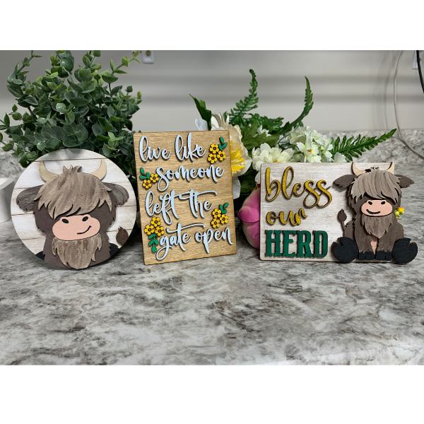 Small Cow Signs (set of 3) (2 styles available)