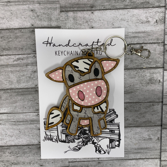 Colorful Unique Cow Keychain/Bag tags