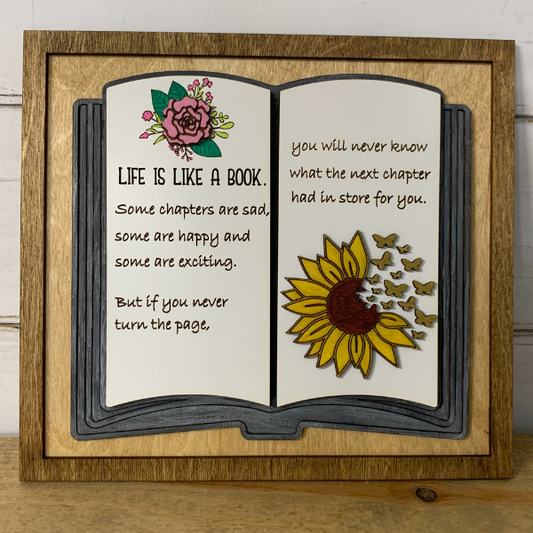 Life is Like a Book Inspirational Wall Art