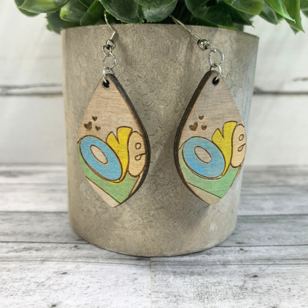 Handmade 'LOVE' teardrop earrings