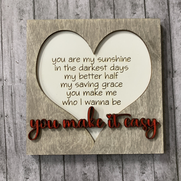 You Make It Easy - Valentine Wall Art (2 styles available)