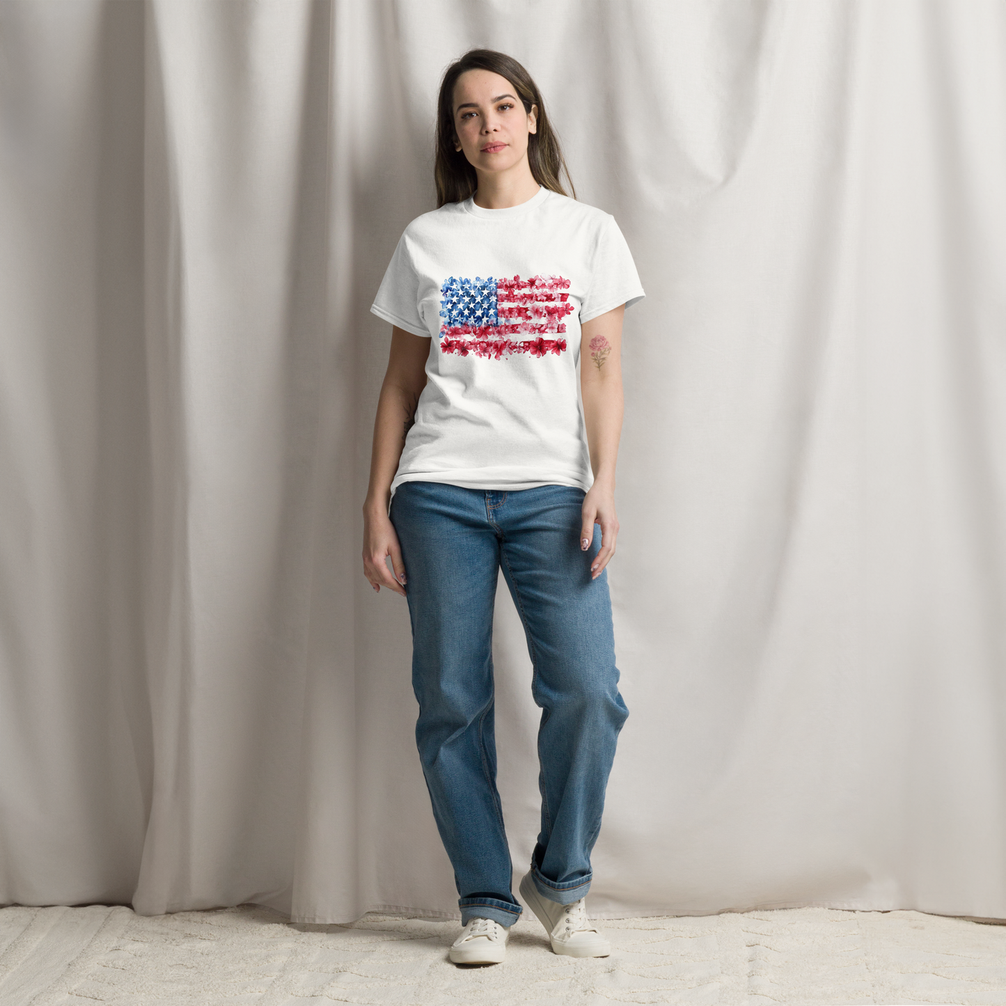 Field of Flowers American Flag Tee