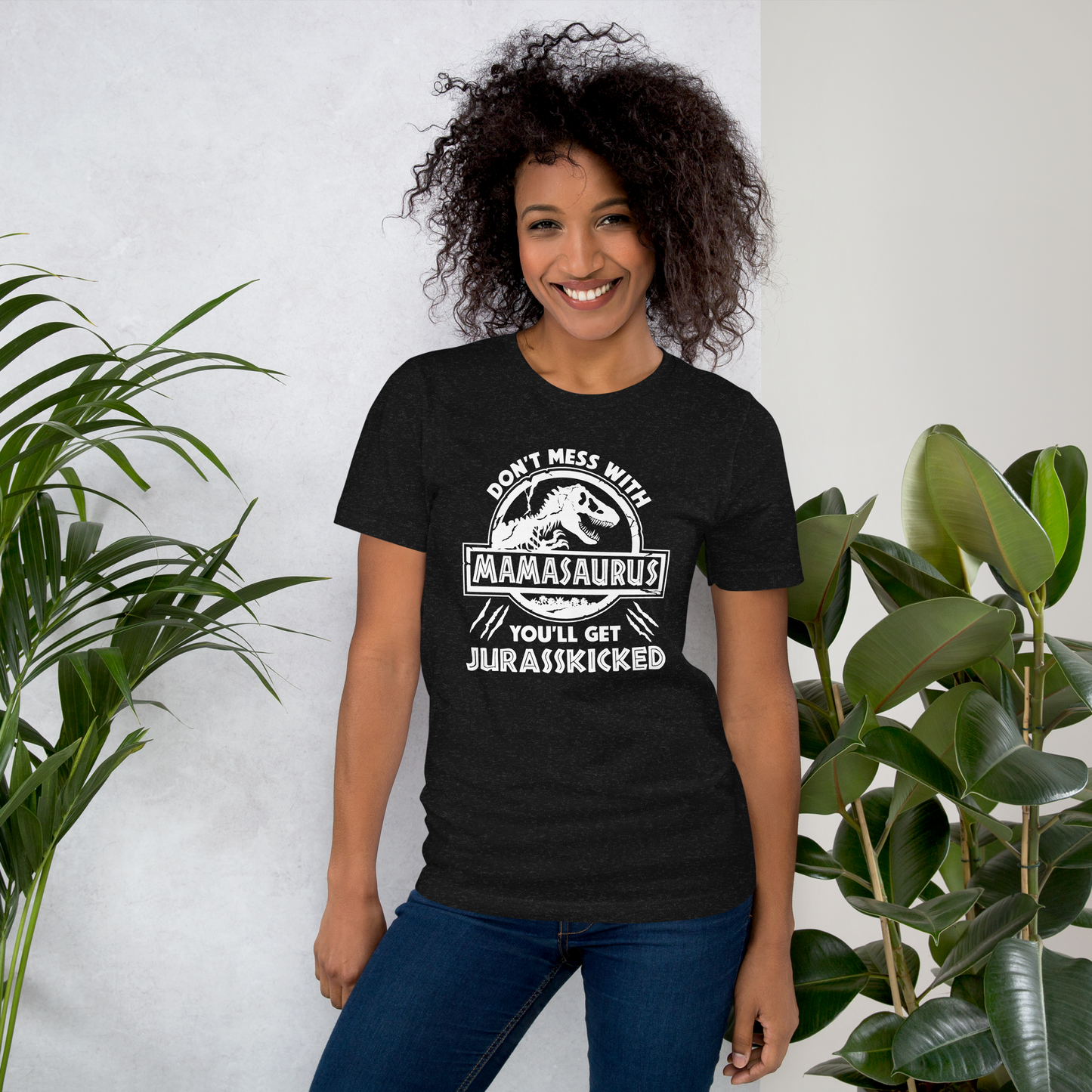 Mamasaurus Tee — "Don't Mess With Mamasaurus, You'll Get Jurasskicked" Funny Mom Dinosaur Tee