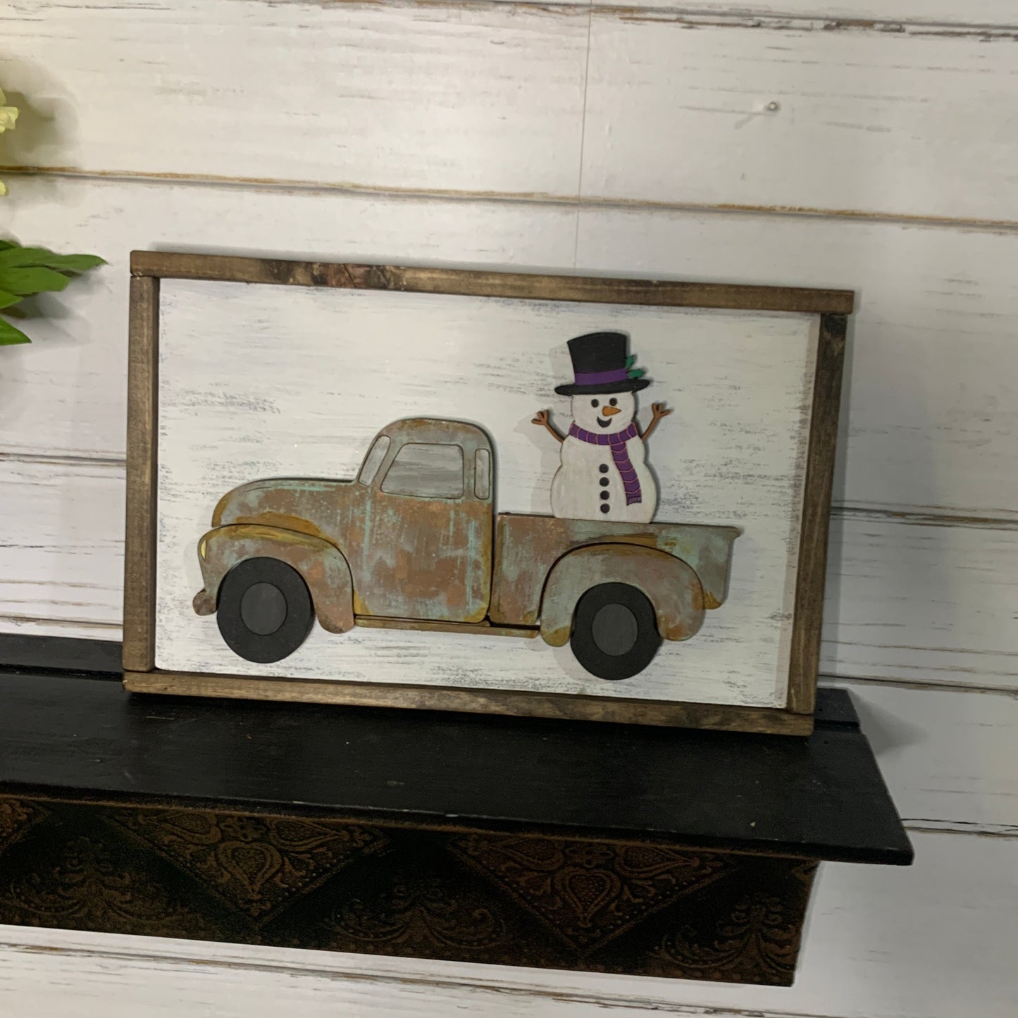 Vintage Truck - with Christmas Tree, Pumpkins, Snowman, Flag, and Flowers