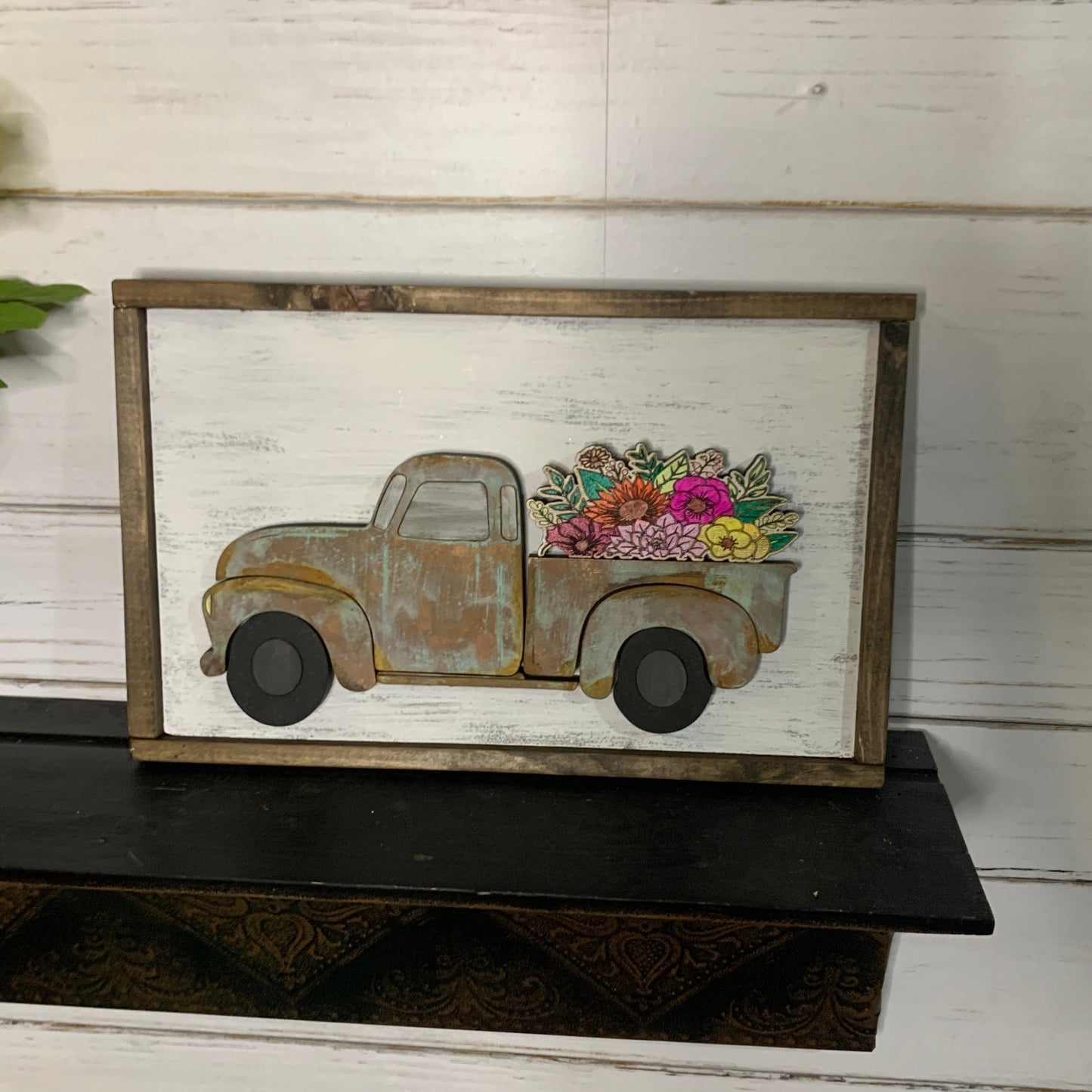 Vintage Truck - with Christmas Tree, Pumpkins, Snowman, Flag, and Flowers